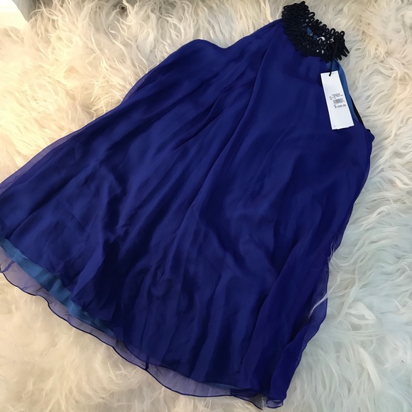 Galvan London Cocktail Dress Party Silk - Cobalt - Picture 3 of 8